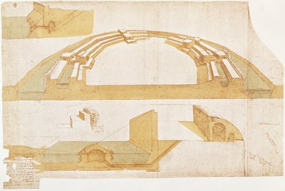 Studie voor een fort op een polygonale grondplan met een dubbele gracht, fol. 116r uit de Codex Atlanticus, 1504-8 door Leonardo da Vinci